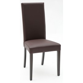 Sedia Ecopelle Marrone con Fusto Wenge  L.46 H.100 P.45 HS.48