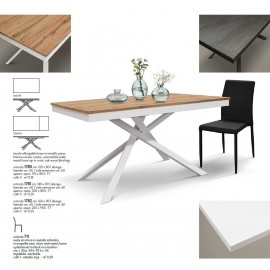 Tavolo allungabile 140x80 con 1 all. cm. 60 base metallo e piano finitura rovere rustico