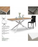 Tavolo allungabile 140x80 con 1 all. cm. 60 base metallo e piano finitura rovere rustico