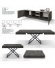 Tavolino trasformabile 120x80 con 2 all. cm. 50 struttura metallo e piano finitura acciaio ossidato