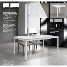 Tavolo allungabile 160x90 con 1 all. cm. 60 base metallo piano finitura bianco statuario