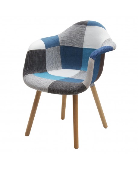 Poltroncina tessuto Patchwork Grigia Azzurro                     L.62 H.79 P.65 HS.48