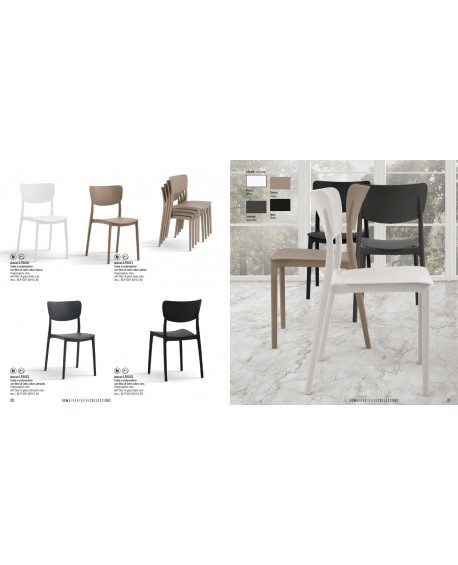 Sedia Polipropilene con fibra di vetro bianco L.45 H.82 P.53 HS.45