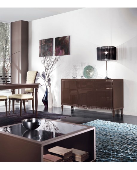 SALA COMPLETA CREDENZA E VETRINA IN LEGNO VARI COLORI