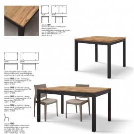 Tavolo a libro 90x90 base metallo piano finitura rovere rustico