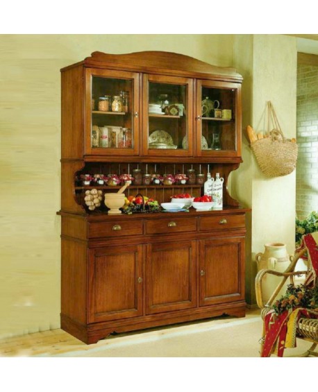 La Armario completa CRISTALLIERA provenzal, con Ivory - MADERA SÓLIDA