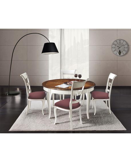 tavolo intarsio iris 110x100 all gamba provenzale - legno - 2 all laterali cm 40 apero 190x100