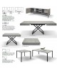 Tavolino quadrato 55x55 struttura metallo e piano finitura grigio cemento
