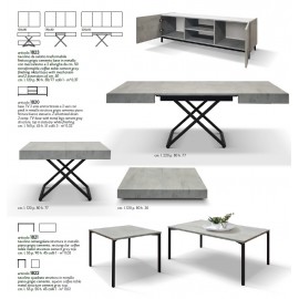 Tavolino rettangolare 55x90 struttura metallo e piano finitura grigio cemento