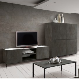 Tavolino quadrato 55x55 struttura metallo e piano finitura acciaio ossidato