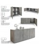 CREDENZA MADIA 3 ante ammortizzate 200x50 struttura grigio cemento e piano finitura bianco statuario