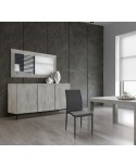 CREDENZA MADIA 3 ante ammortizzate 200x50 piedi in metallo struttura grigio cemento e piano finitura bianco statuario