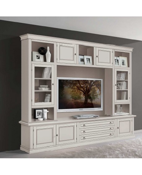 parete soggiorno porta tv IN LEGNO DI FRASSINO