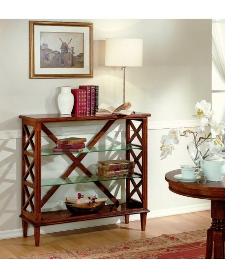 ENTRATINA LIBRERIA AMERICANA CON RIPIANI IN CRISTALLO L.100 H.95 P.33,5