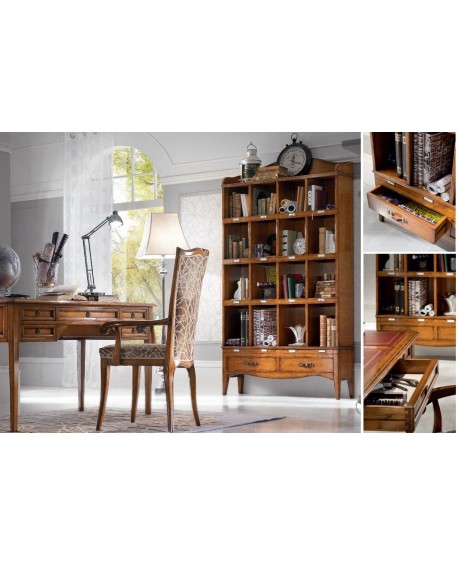 libreria con 2 cassetti legno massello l 122 p 31 h 219