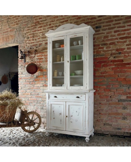 credenza base alzata vetrina legno massello