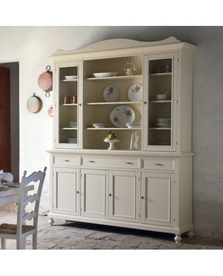 credenza base alzata vetrina legno massello