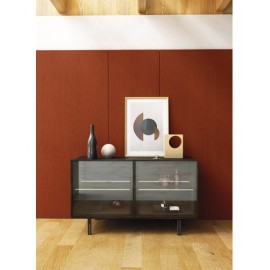 Credenza due ante a vetro in massello e listellare frassino