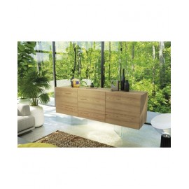 Credenza tre ante liscie in listellare frassino