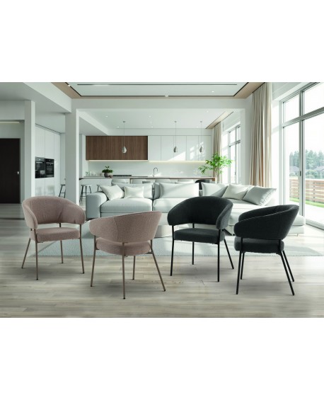 Sedia Imbottita in Tessuto colore Grigio                                   L.60 H.82 P.60 HS.49