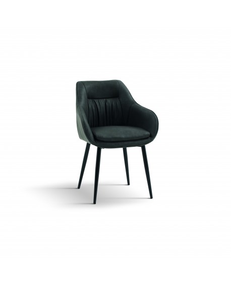 Sedia con braccioli Imbottita in Similpelle colore Grigio          L.65 H.83 P.64 HS.47