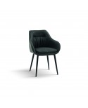 Sedia con braccioli Imbottita in Similpelle colore Grigio          L.65 H.83 P.64 HS.47