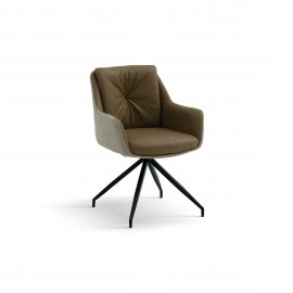 Sedia GIREVOLE con braccioli Imbottita in Similpelle e Tessuto colore Beige     L.65 H.83 P.64 HS.47