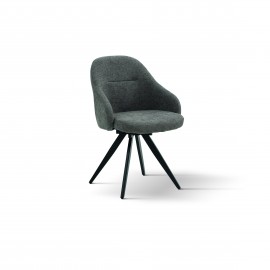 Sedia GIREVOLE con braccioli Imbottita in Tessuto colore Grigio                             L.56 H.83 P.62 HS.46