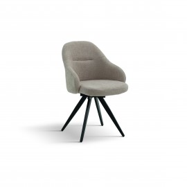 Sedia GIREVOLE con braccioli Imbottita in Tessuto colore Beige                             L.56 H.83 P.62 HS.46