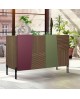 credenza contemporanea in legno di frassino vari colori con piede in ferro nero L 126 p 48 h 83