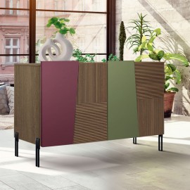 credenza contemporanea in legno di frassino vari colori con piede in ferro nero L 126 p 48 h 83