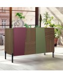 credenza contemporanea in legno di frassino vari colori con piede in ferro nero L 126 p 48 h 83