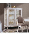 Vetrina L 130 P 47 H 150 in legno massello intagliata vari colori foglia oro e foglia argento