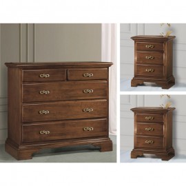 COMO' 5 + 2 comodini TRITTICO IN LEGNO MASSELLO LEGNO MASSELLO