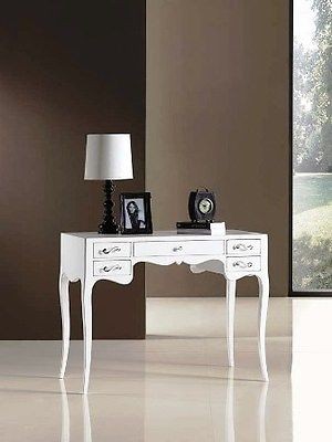 Bureau Table Scrivania Estea Mobili - Bois Laqué Blanc - Neuf