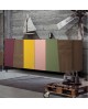 credenza contemporanea in legno di frassino vari colori con piede in ferro nero L 126 p 48 h 83