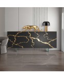 credenza contemporanea in legno di frassino vari colori con piede in ferro nero L 126 p 48 h 83