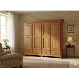 SCHRANK 4 Türen 4 DRAWERS MASSIVHOLZ HOLZ L 243 P 63 H 217