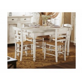 EXTENDING WOODEN TABLE SQUARE MATT WHITE ANTIQUE