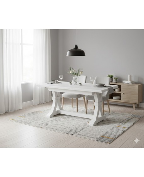 VECTOR DE MADERA 180 X 85ALLUNGABILE blanco mate - ANTIQUE MARFIL