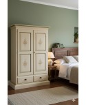 ARMADIO DECORATO AVORIO FILO VERDE decorato a mano L 128 P 61 H 200