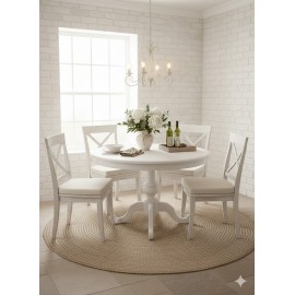 TAVOLO BIANCO OPACO ROTONDO DIAM 100 - TONDO LEGNO MASSELLO LACCATA BIANCO