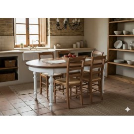 TAVOLO OVALE ALLUNGABILE LACCATO LEGNO MASSELLO TANGANICA