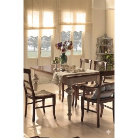 TAVOLO L 180 ALLUNGABILE CUCINA COUNTRY PROVENZALE BICOLORE- LEGNO MASSELLO -