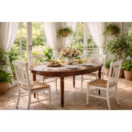 TAVOLO OVALE IN TANGANICA 160X110 CON 1 ALL. DA 50  G.TORN. (NR 4)