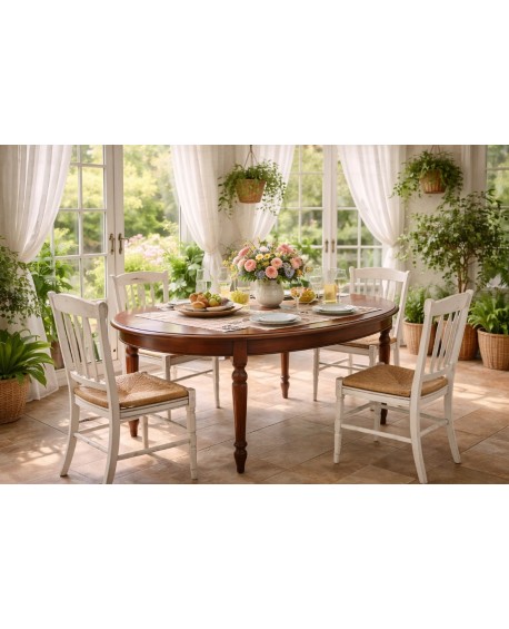 TAVOLO OVALE IN TANGANICA 160X110 CON 1 ALL. DA 50  G.TORN. (NR 4)