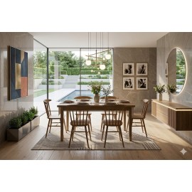 tavolo fisso in legno di frassino con piano sp 4 cm con intarsio a spina