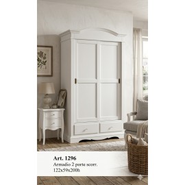 armadio ante scorrevoli in legno massello promozione Bianco opaco -