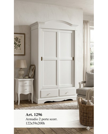 armadio ante scorrevoli in legno massello promozione Bianco opaco -