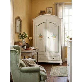 ARMADIO PROVENZALE DECORATO IN LEGNO COL BIANCO